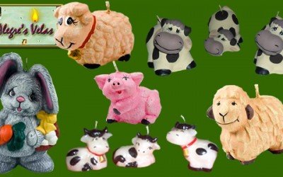Velas en Forma de Animales: Borregos, Vacas, Caballos, Cerdito, Burro